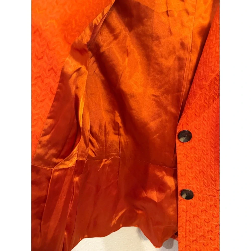 Banana Republic Blazer Women 8 Orange Excellent Textured Jacquard Notch Lapel